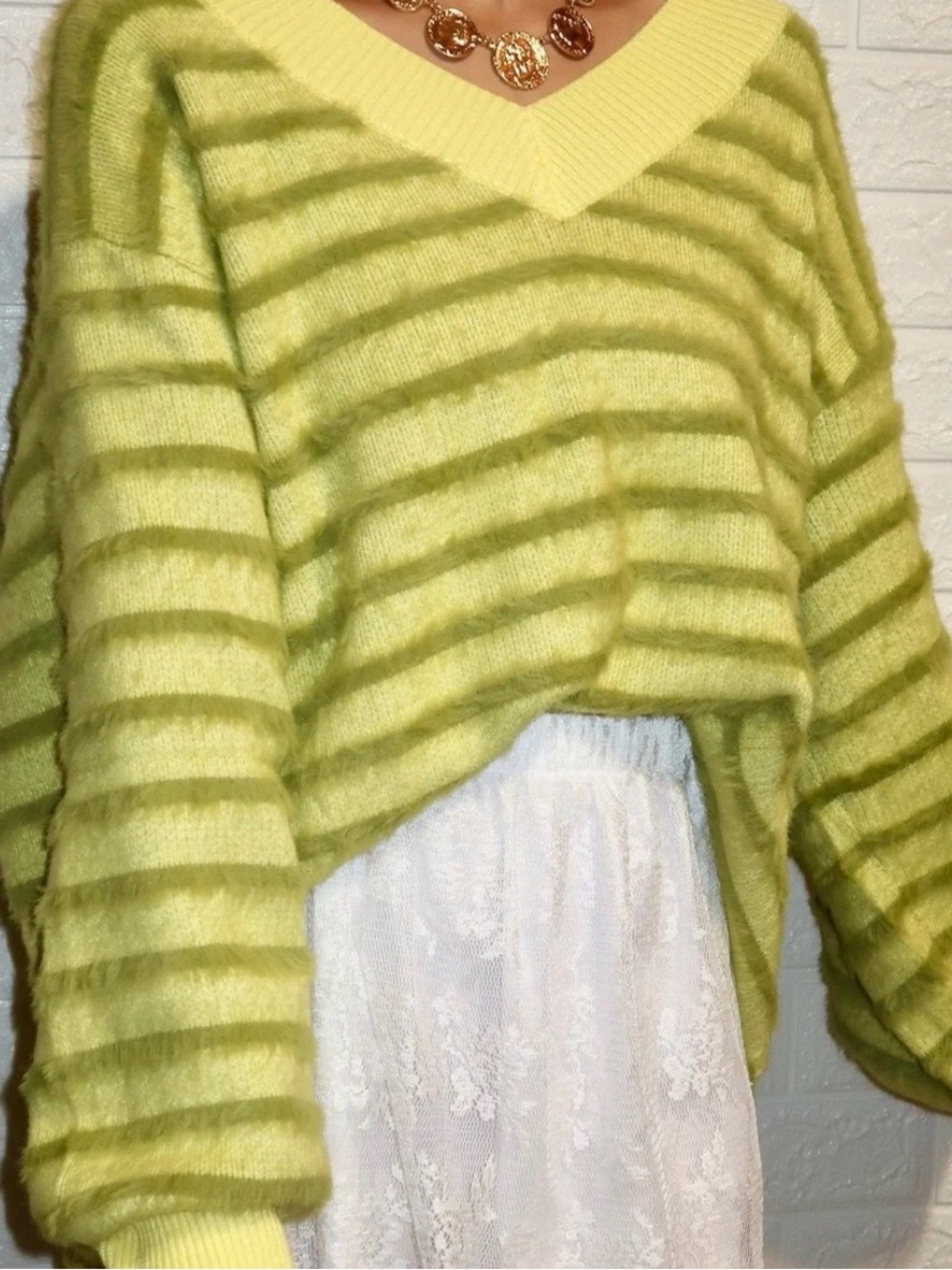 J.nna luxury slouchy oversized preppy sweater stripe varsity